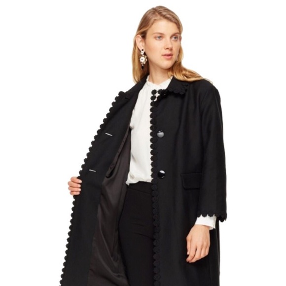 Kate Spade Floral Lace Trim Coat in Black size 2